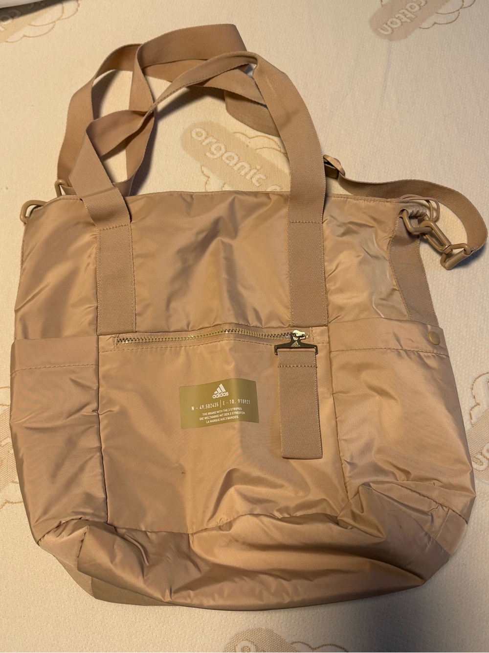 adidas Beige Nylon Tote Bag with Shoulder Strap